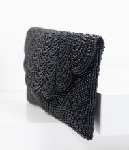 Load image into Gallery viewer, 1920s Style Black Beaded Envelope Clutch