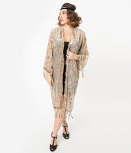 Load image into Gallery viewer, Champagne Medallion Devore Velvet Beaded Flapper Coat