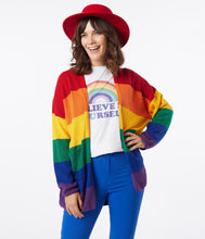 Load image into Gallery viewer, Bright Rainbow Stripe Open Cardigan