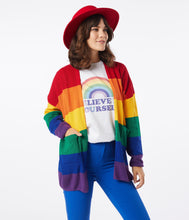 Load image into Gallery viewer, Bright Rainbow Stripe Open Cardigan