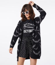 Load image into Gallery viewer, Black & Grey Bats Open Long Cardigan