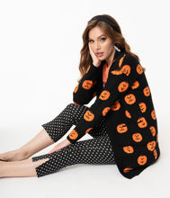 Load image into Gallery viewer, Black & Orange Pumpkins Open Long Cardigan