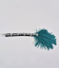 Load image into Gallery viewer, 1920s Style Turquoise Feather & Silver Crystal Headband