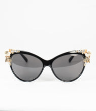 Load image into Gallery viewer, Black & Gold Spring Embellished Mimi Cat Eye Sunglasses