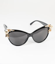 Load image into Gallery viewer, Black & Gold Spring Embellished Mimi Cat Eye Sunglasses