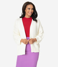 Load image into Gallery viewer, Cream &amp; Red Heart Knit Open Cardigan
