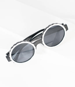 1960s Black & White Omelette Mod Sunglasses