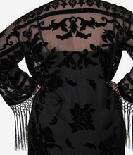 Load image into Gallery viewer, 1920s Black Devore Velvet Lattice Scarf Coat
