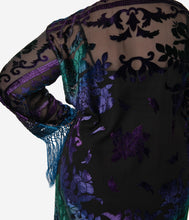 Load image into Gallery viewer, 1920s Blue Devore Velvet Lattice Scarf Coat
