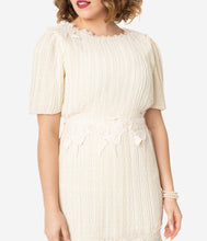 Load image into Gallery viewer, 1940s Antique Ivory Swiss Dot Lace Midi Dress
