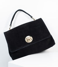 Load image into Gallery viewer, Black Suede Annie Crossbody Purse
