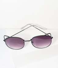 Load image into Gallery viewer, Black Metal Cat Ear Meow Rounded Sunglasses
