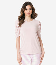 Load image into Gallery viewer, Blush Pink Pleated Puff Sleeve Top
