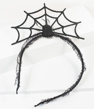 Load image into Gallery viewer, Black Rhinestone Spider &amp; Web Headband
