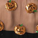 Load image into Gallery viewer, Black Mesh &amp; Orange Sequin Capelet
