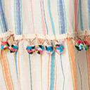 Load image into Gallery viewer, Cream &amp; Multicolor Stripe Pom Pom Fit &amp; Flare Dress
