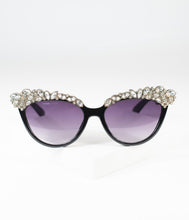Load image into Gallery viewer, Black &amp; Rhinestone Embellished Princess Mano Cat Eye Sunglasses
