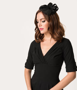 Unique Vintage Black Curly Sinamay Fascinator