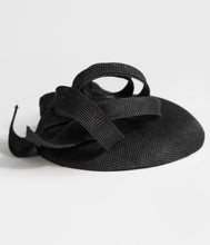 Load image into Gallery viewer, Unique Vintage Black Curly Sinamay Fascinator

