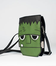 Load image into Gallery viewer, Green &amp; Black Frankenstein Monster Leatherette Crossbody Bag
