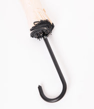 Load image into Gallery viewer, Vintage Style Ivory &amp; Black Polka Dot Princess Pagoda Umbrella
