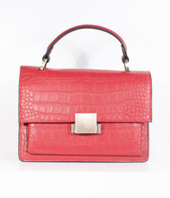 Load image into Gallery viewer, Red Leatherette Reptile Embossed Handbag
